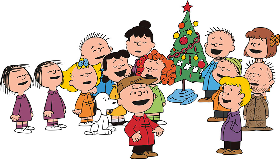 Charlie Brown y Peanuts cantando villancicos