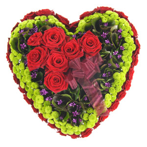 Funeral Heart of Red Roses