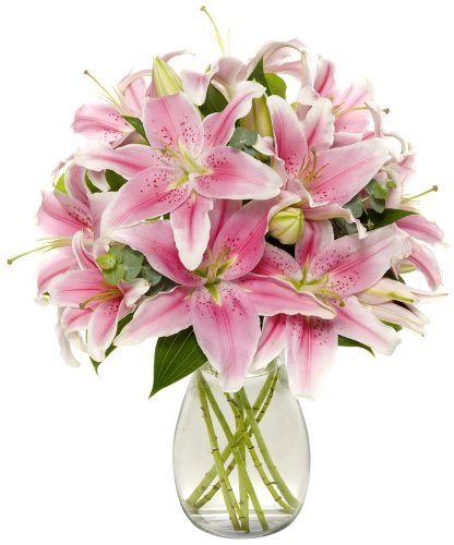 Vase Arrangement of Pink Lilies