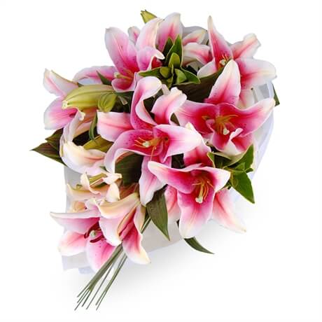 Bouquet with lilies pink and white