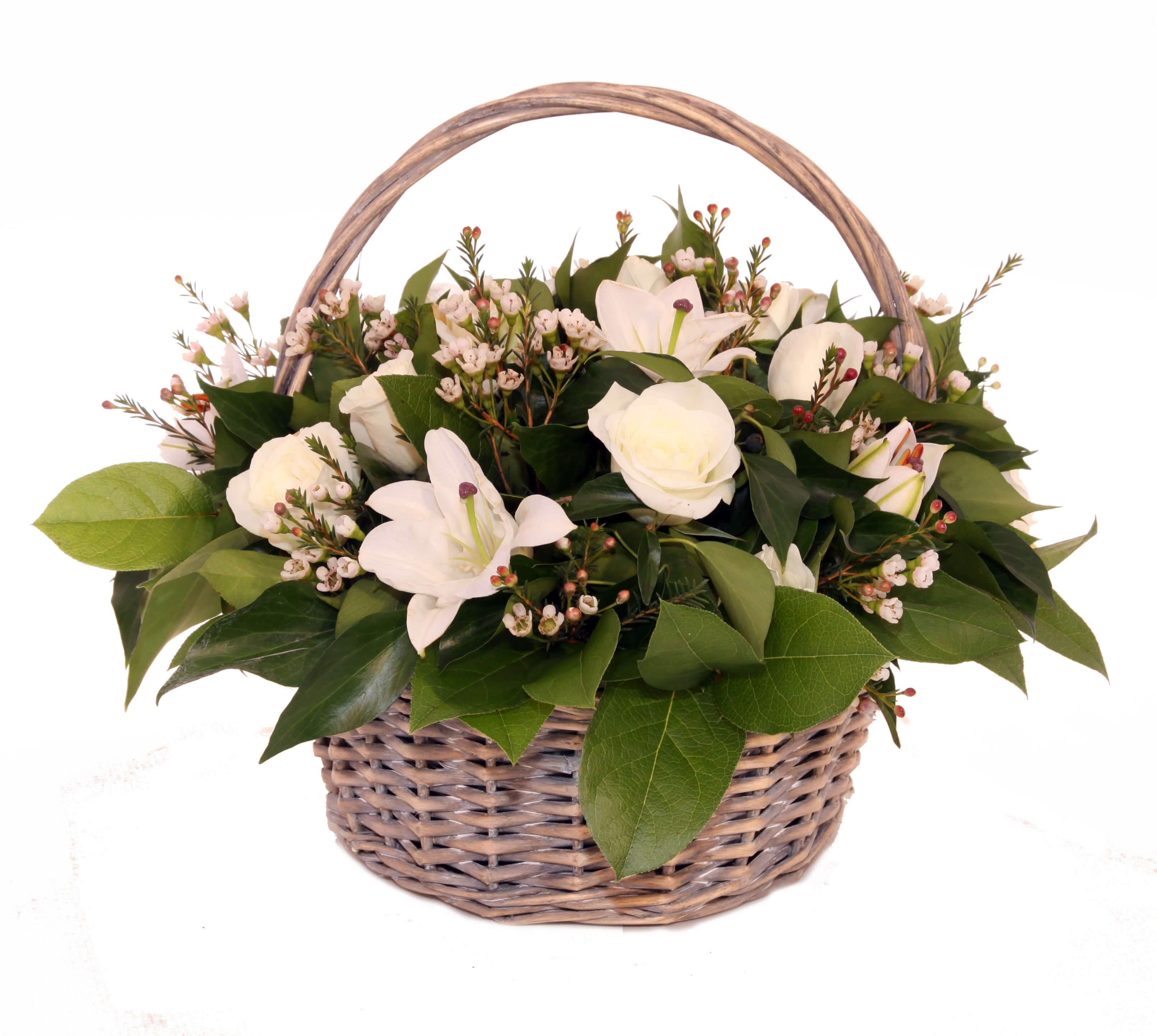 Basket  with white Flowers