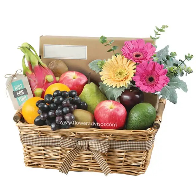 Fruit Basket with Gerberas