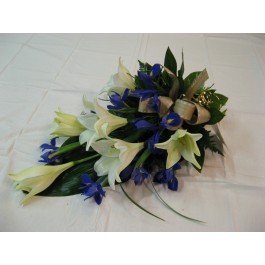 White and Blue Funeral bouquet