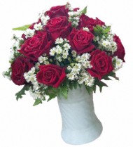 (Vietnam) 12 Red Premium Roses Vase Arrangement