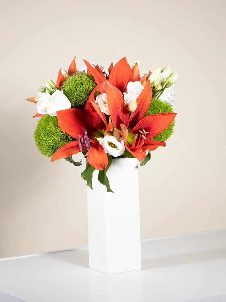 Bouquet of red and white flowers