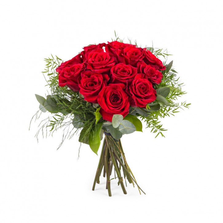 12 RED ROSES IN BOUQUET