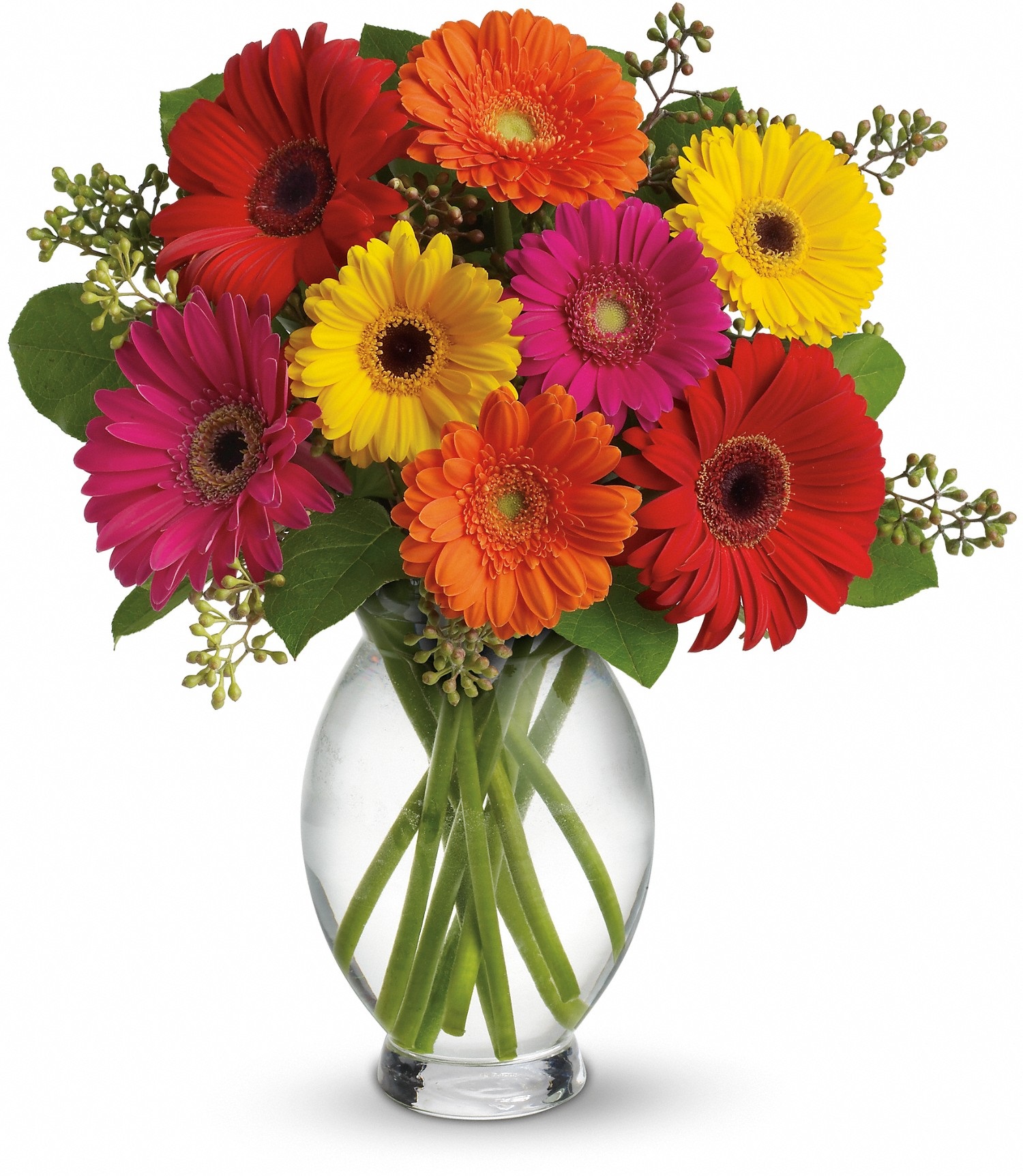 VASE ARRANGEMENT OF COLOURFUL GERBERAS