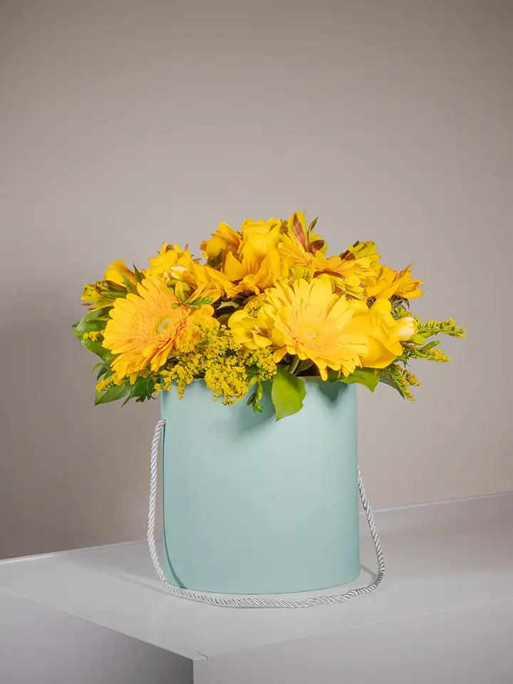 Flower box of yellow flowers