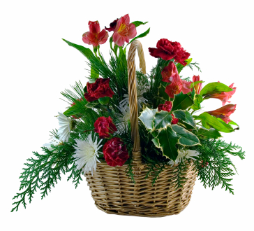 Red and White Flowers Basket