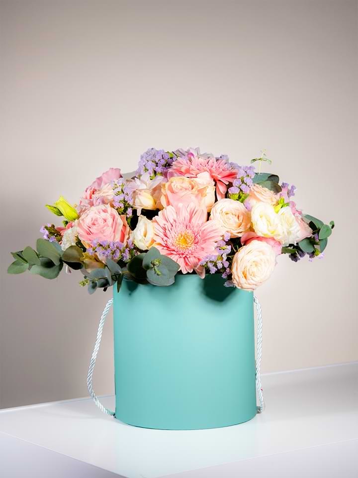 Flower box of pink/lilac flowers