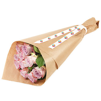 Gift wrapped pink roses