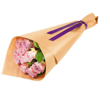 Wrapped purple roses