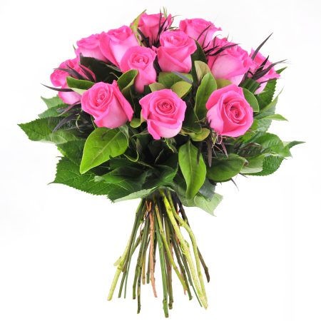 12 PINK ROSES IN BOUQUET