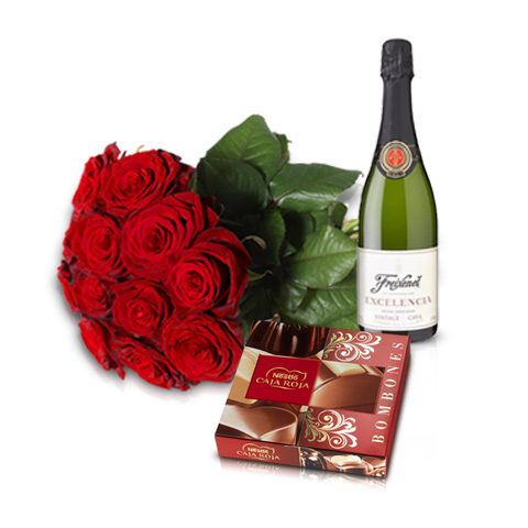 15 roses+shampagne+chocolate box