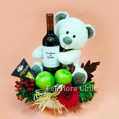 Gourmet Teddy Bear with Wine