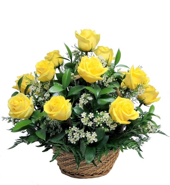 Basket Arrangement of Yellow Roses